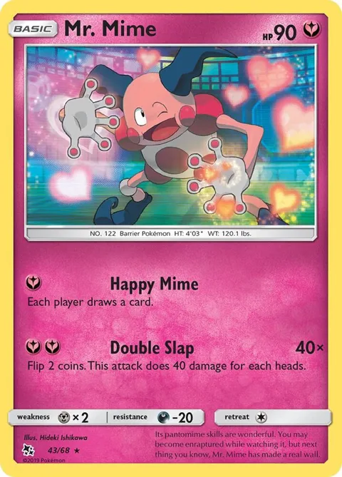 Mr. Mime #43/68 Reverse Holofoil Pokémon card from Hidden Fates