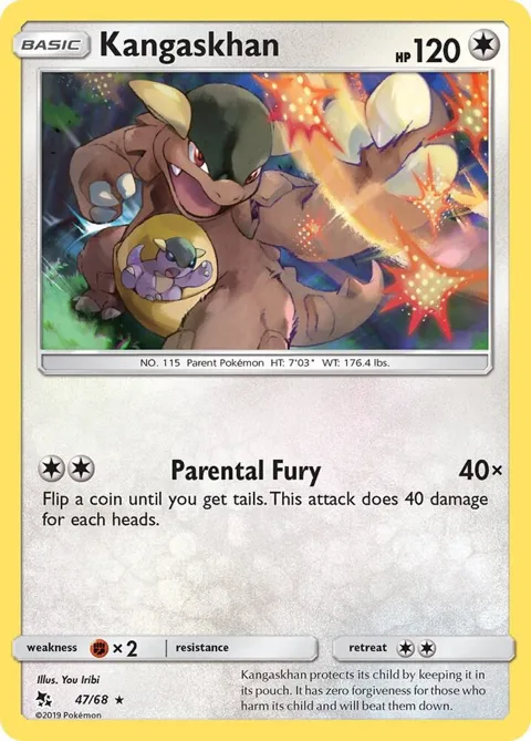Kangaskhan #47/68 Reverse Holofoil Pokémon card from Hidden Fates