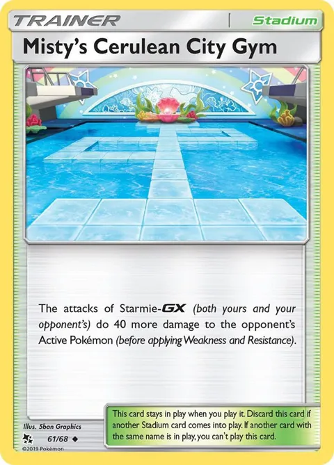 Misty's Cerulean City Gym #61/68 Reverse Holofoil Pokémon card from Hidden Fates