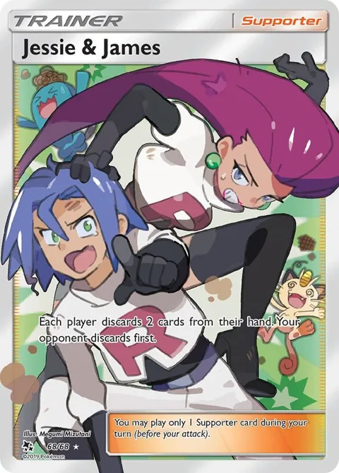 Jessie & James Full Art #68/68 Holofoil Pokémon card from Hidden Fates