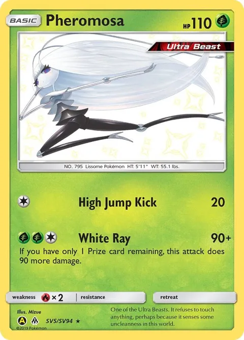 Pheromosa #SV5/SV94 Holofoil Pokémon card from Hidden Fates: Shiny Vault