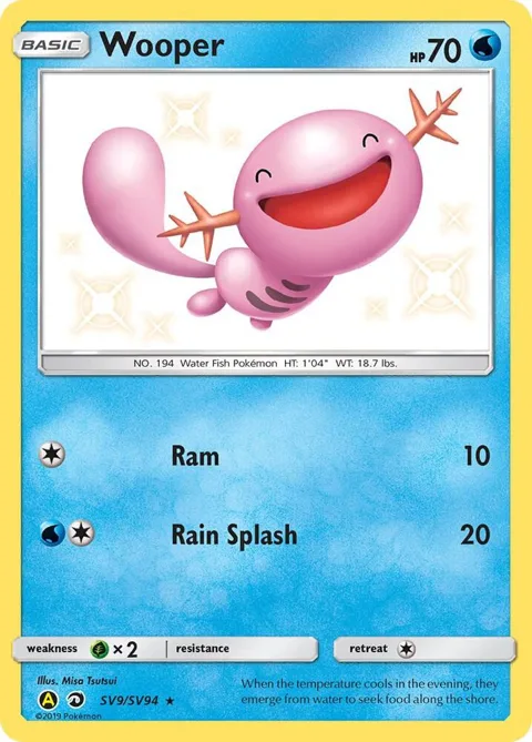 Wooper #SV9/SV94 Holofoil Pokémon card from Hidden Fates: Shiny Vault