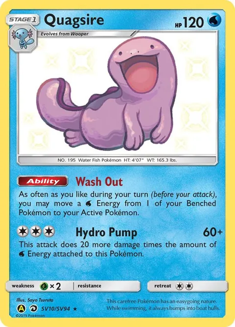 Quagsire #SV10/SV94 Holofoil Pokémon card from Hidden Fates: Shiny Vault