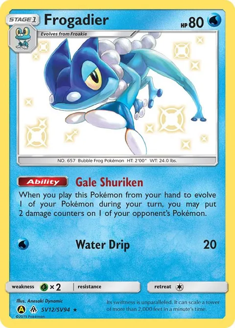 Frogadier #SV12/SV94 Holofoil Pokémon card from Hidden Fates: Shiny Vault