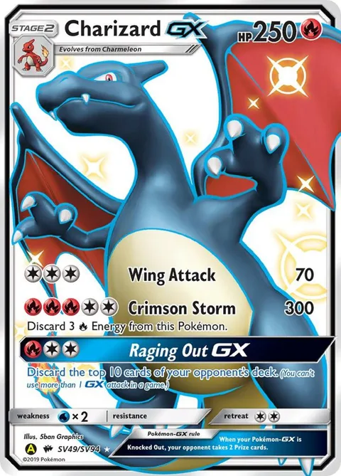 Charizard GX #SV49/SV94 Holofoil Pokémon card from Hidden Fates: Shiny Vault
