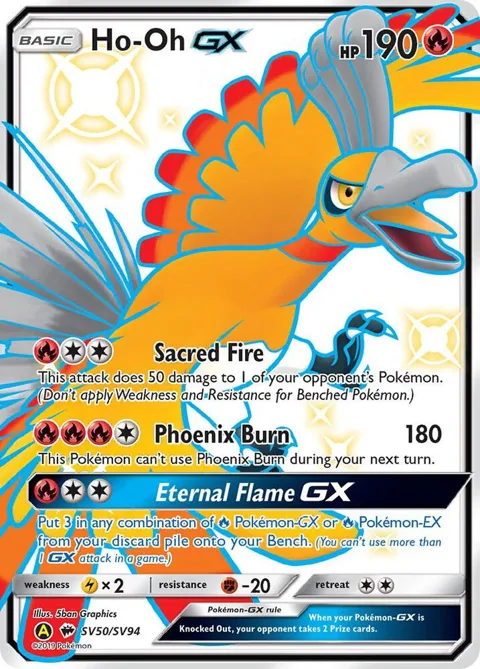 Ho-Oh GX #SV50/SV94 Holofoil Pokémon card from Hidden Fates: Shiny Vault