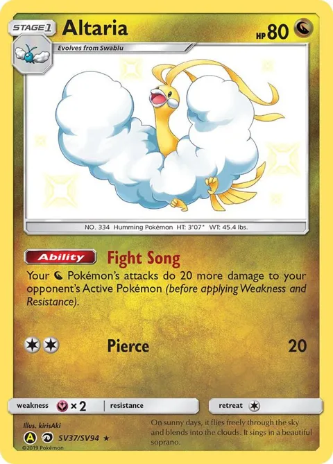 Altaria #SV37/SV94 Holofoil Pokémon card from Hidden Fates: Shiny Vault