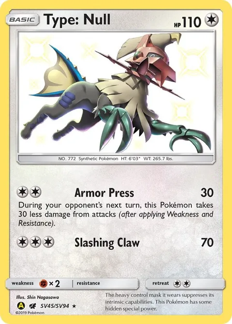 Type: Null #SV45/SV94 Holofoil Pokémon card from Hidden Fates: Shiny Vault