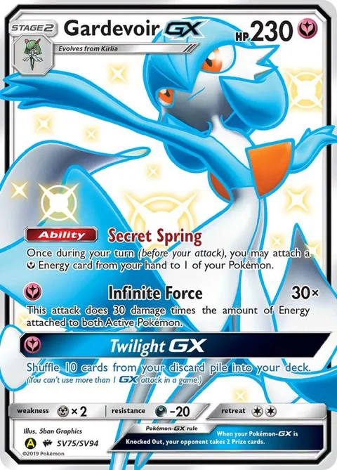 Gardevoir GX #SV75/SV94 Holofoil Pokémon card from Hidden Fates: Shiny Vault