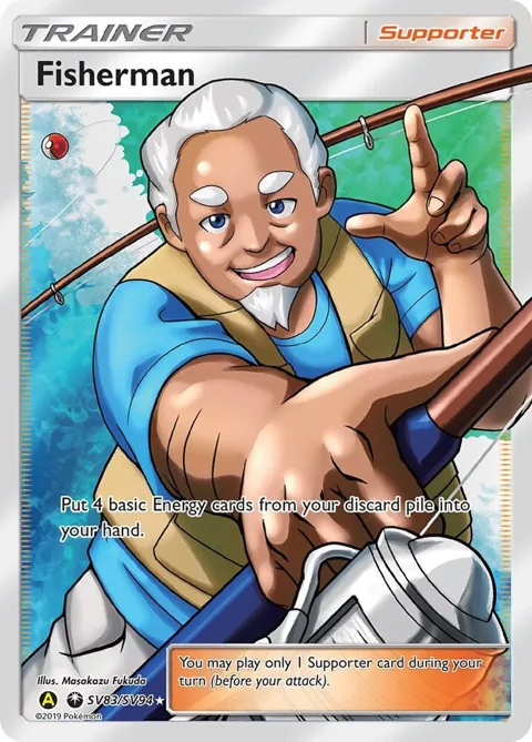 Fisherman #SV83/SV94 Holofoil Pokémon card from Hidden Fates: Shiny Vault