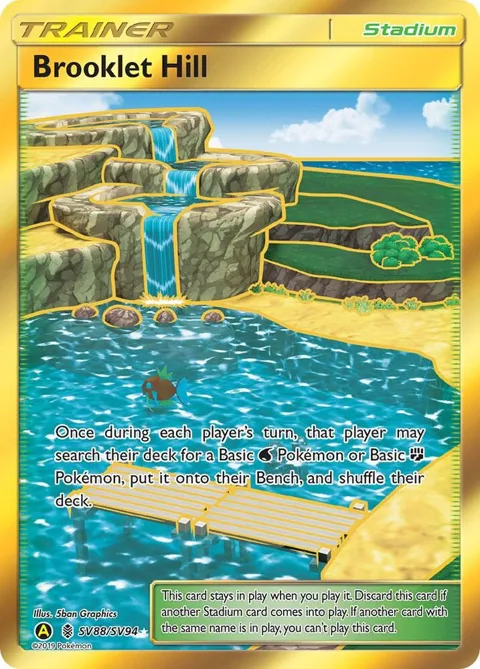 Brooklet Hill #SV88/SV94 Holofoil Pokémon card from Hidden Fates: Shiny Vault
