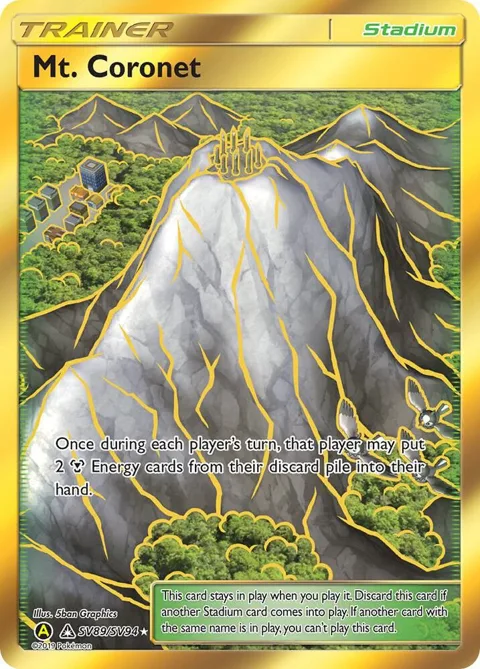 Mt. Coronet #SV89/SV94 Holofoil Pokémon card from Hidden Fates: Shiny Vault