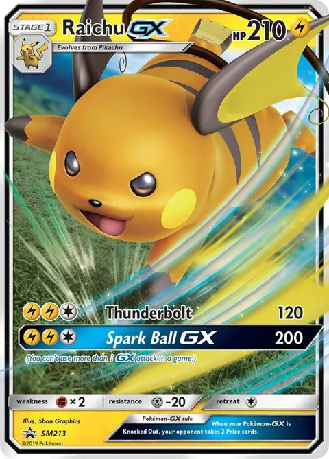 Raichu GX #SM213 Holofoil Pokémon card from SM Promos