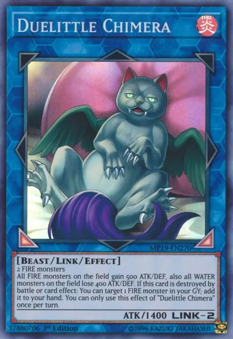 Duelittle Chimera MP19-EN270 Yu-Gi-Oh card from 2019 Gold Sarcophagus Tin Mega Pack