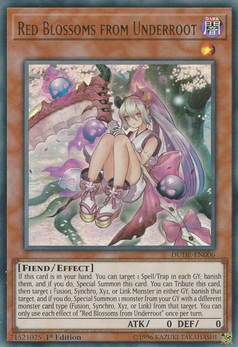 Red Blossoms from Underroot DUDE-EN006 Yu-Gi-Oh card from Duel Devastator