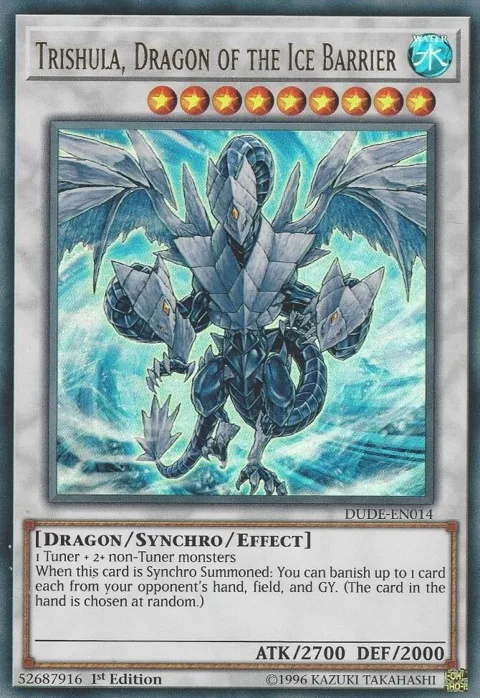 Trishula, Dragon of the Ice Barrier DUDE-EN014 Yu-Gi-Oh card from Duel Devastator