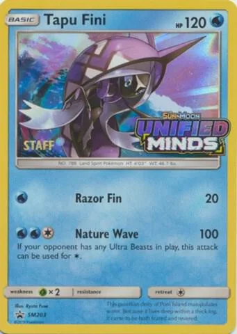 Tapu Fini - SM203 Prerelease [Staff] #SM203 Holofoil Pokémon card from SM Promos