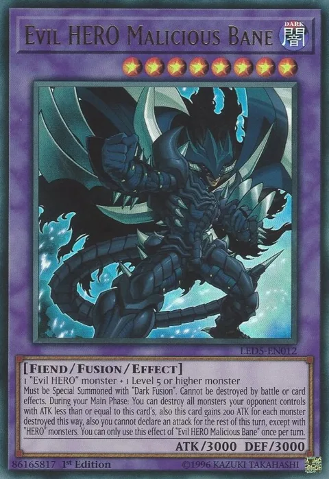 Evil HERO Malicious Bane LED5-EN012 Yu-Gi-Oh card from Legendary Duelists: Immortal Destiny