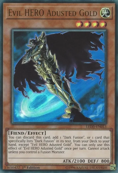 Evil HERO Adusted Gold LED5-EN013 Yu-Gi-Oh card from Legendary Duelists: Immortal Destiny