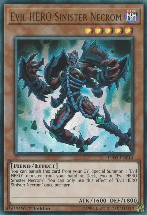Evil HERO Sinister Necrom LED5-EN014 Yu-Gi-Oh card from Legendary Duelists: Immortal Destiny