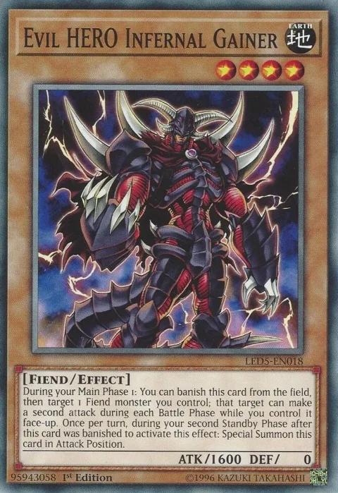 Evil HERO Infernal Gainer LED5-EN018 Yu-Gi-Oh card from Legendary Duelists: Immortal Destiny