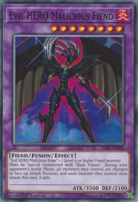Evil HERO Malicious Fiend LED5-EN020 Yu-Gi-Oh card from Legendary Duelists: Immortal Destiny