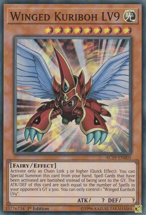 Winged Kuriboh LV9 AC19-EN005 Yu-Gi-Oh card from Advent Calendar 2019