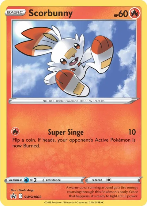 Scorbunny #SWSH002 Holofoil Pokémon card from Sword & Shield Promo Cards