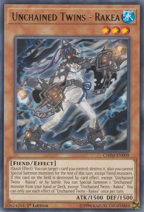 Unchained Twins - Rakea CHIM-EN009 1st Edition Yu-Gi-Oh card from Chaos Impact
