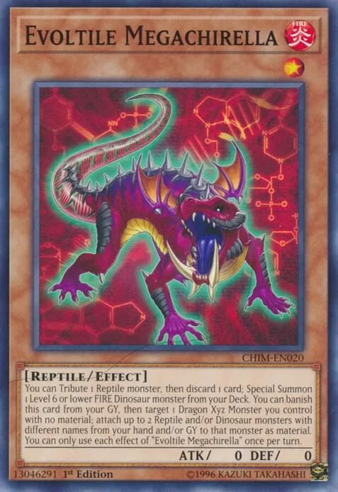 Evoltile Megachirella CHIM-EN020 1st Edition Yu-Gi-Oh card from Chaos Impact