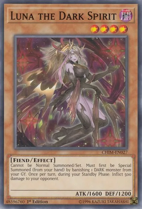 Luna the Dark Spirit CHIM-EN027 1st Edition Yu-Gi-Oh card from Chaos Impact