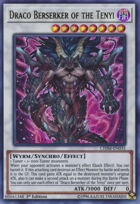 Draco Berserker of the Tenyi CHIM-EN035 Unlimited Yu-Gi-Oh card from Chaos Impact