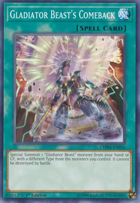 Gladiator Beast's Comeback CHIM-EN056 1st Edition Yu-Gi-Oh card from Chaos Impact