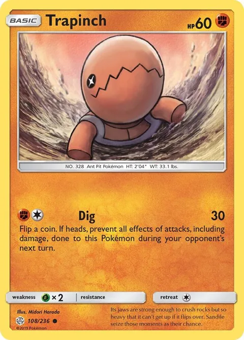 Trapinch #108/236 Pokémon card from SM - Cosmic Eclipse