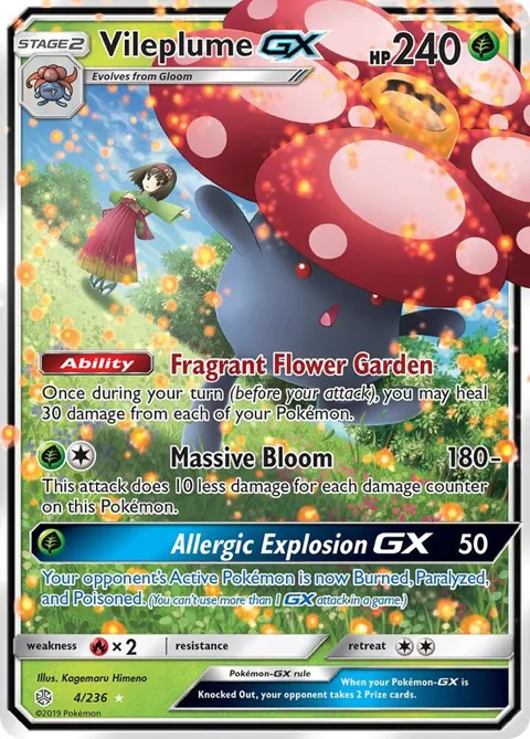 Vileplume GX #4/236 Holofoil Pokémon card from SM - Cosmic Eclipse