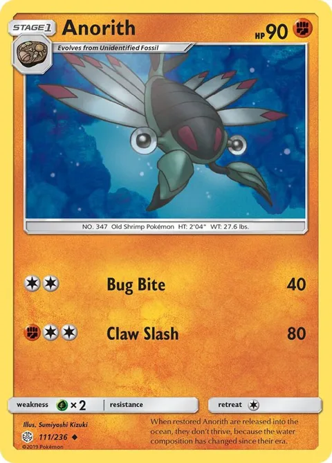Anorith #111/236 Pokémon card from SM - Cosmic Eclipse