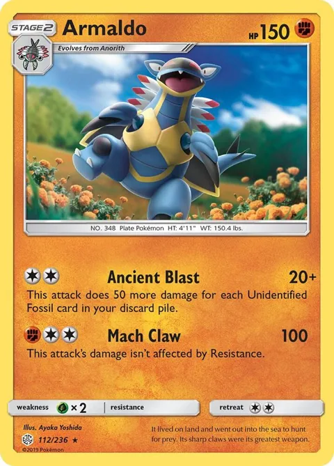 Armaldo #112/236 Pokémon card from SM - Cosmic Eclipse
