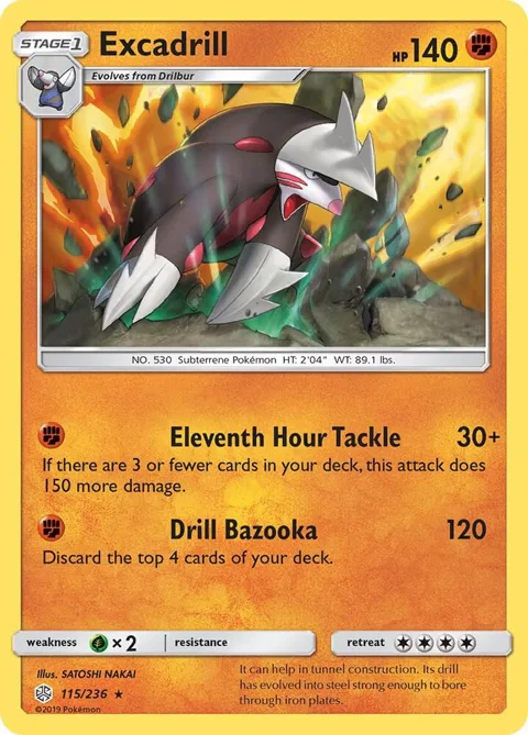 Excadrill #115/236 Reverse Holofoil Pokémon card from SM - Cosmic Eclipse