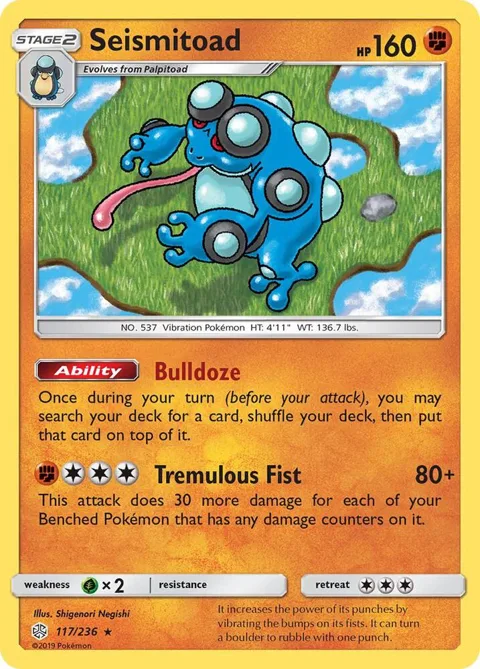 Seismitoad #117/236 Pokémon card from SM - Cosmic Eclipse
