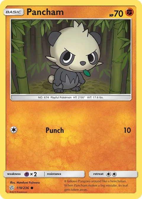 Pancham #119/236 Pokémon card from SM - Cosmic Eclipse