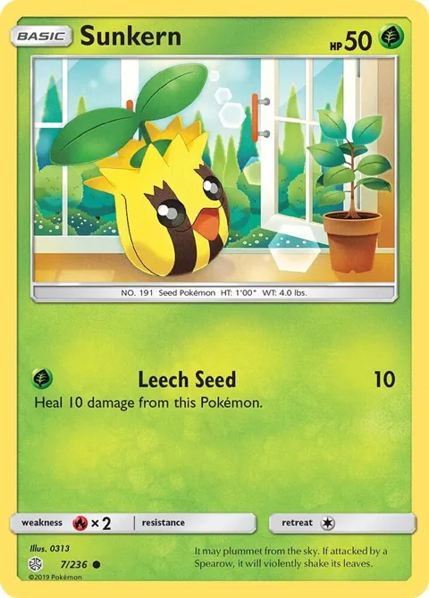 Sunkern #7/236 Reverse Holofoil Pokémon card from SM - Cosmic Eclipse