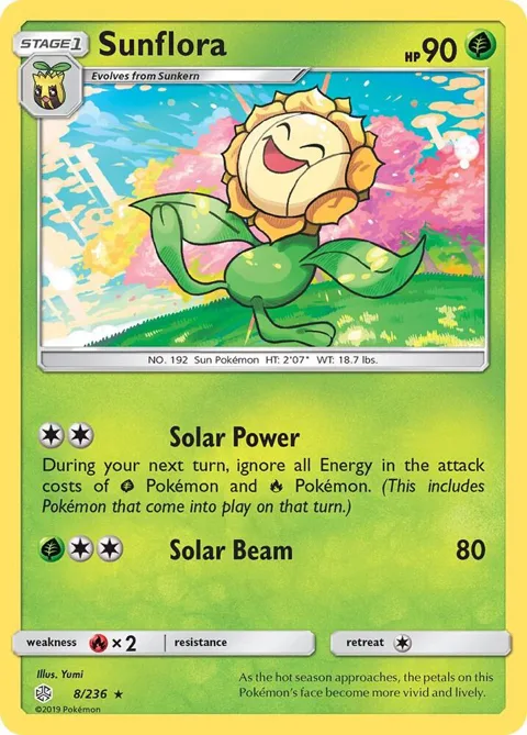 Sunflora #8/236 Pokémon card from SM - Cosmic Eclipse