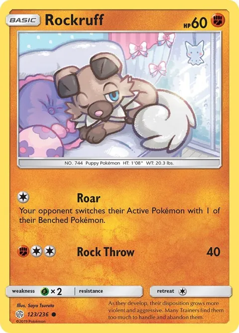 Rockruff #123/236 Pokémon card from SM - Cosmic Eclipse