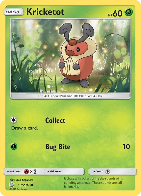 Kricketot #13/236 Pokémon card from SM - Cosmic Eclipse