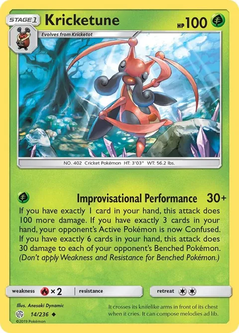 Kricketune #14/236 Pokémon card from SM - Cosmic Eclipse