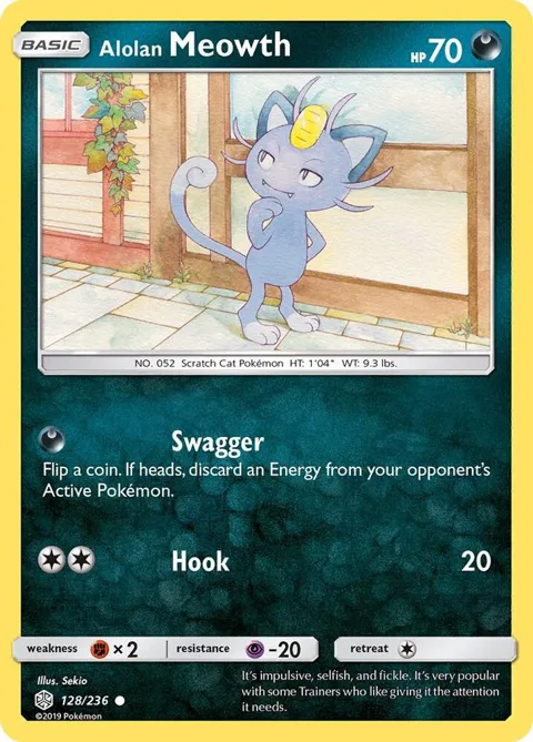 Alolan Meowth #128/236 Pokémon card from SM - Cosmic Eclipse