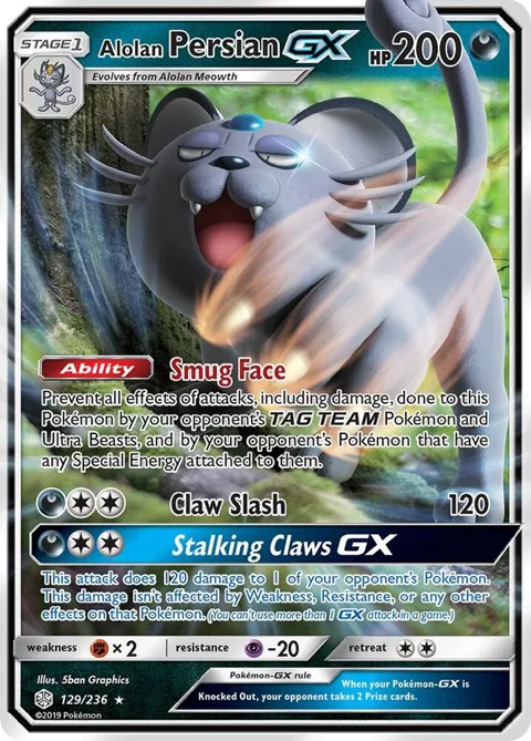 Alolan Persian GX #129/236 Holofoil Pokémon card from SM - Cosmic Eclipse