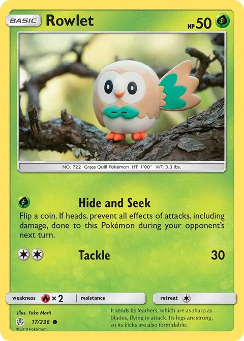 Rowlet #17/236 Pokémon card from SM - Cosmic Eclipse