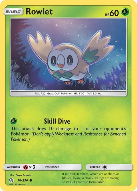 Rowlet #18/236 Pokémon card from SM - Cosmic Eclipse