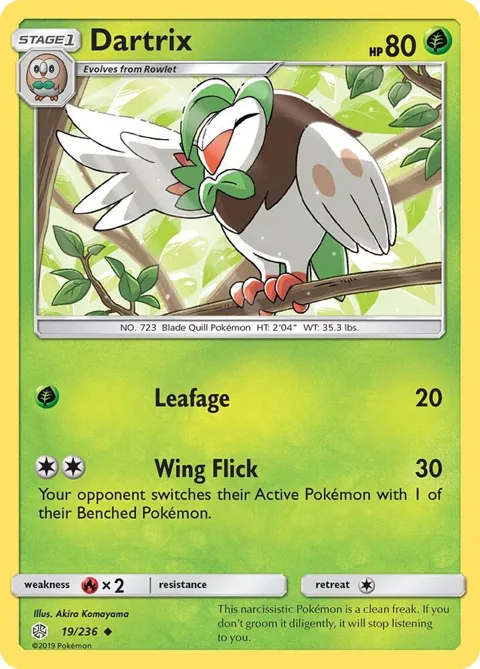 Dartrix #19/236 Pokémon card from SM - Cosmic Eclipse